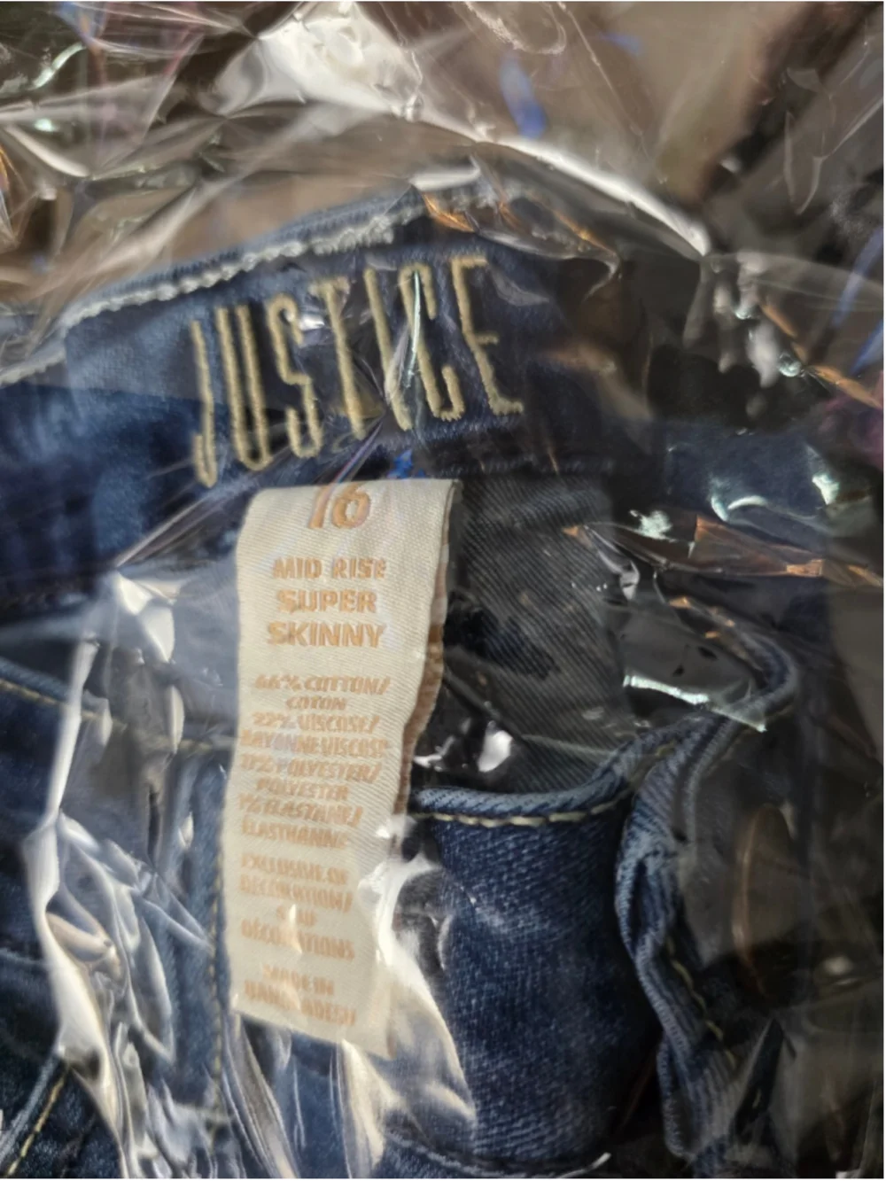 Girls Justice Mid Rise Super Skinny Jeans Blue Size 16 tween trendy casual denim